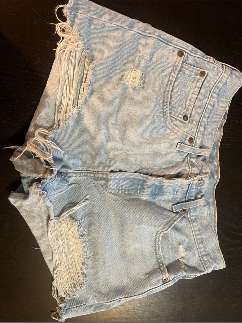 Levi's Light Blue Distressed Denim Cutoff Shorts